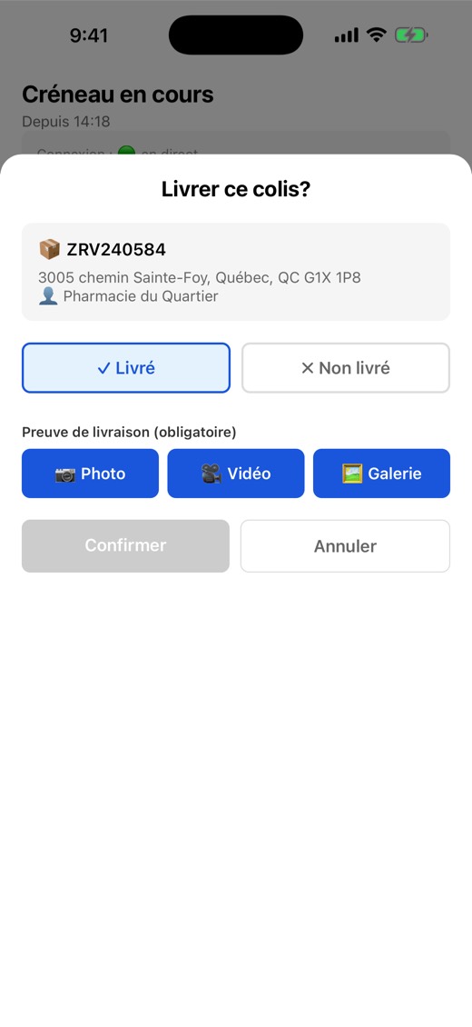 Confirmation de livraison avec preuve photo
